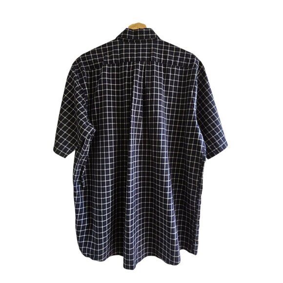 L.L. Bean Mens Navy Blue Plaid Short Sleeve Button-Up Shirt Lg-Reg 100% Cotton - Picture 2 of 8